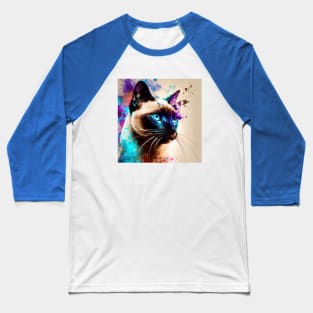 Siamese Cat with Color Splash Baseball T-Shirt